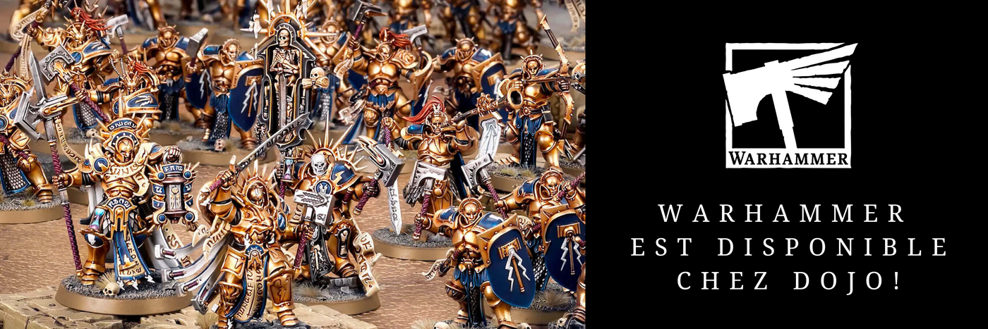 Warhammer est disponible chez Dojo & Dragons ! Plongez dans l’univers épique des batailles miniatures et trouvez vos figurines et accessoires pour étendre votre collection.