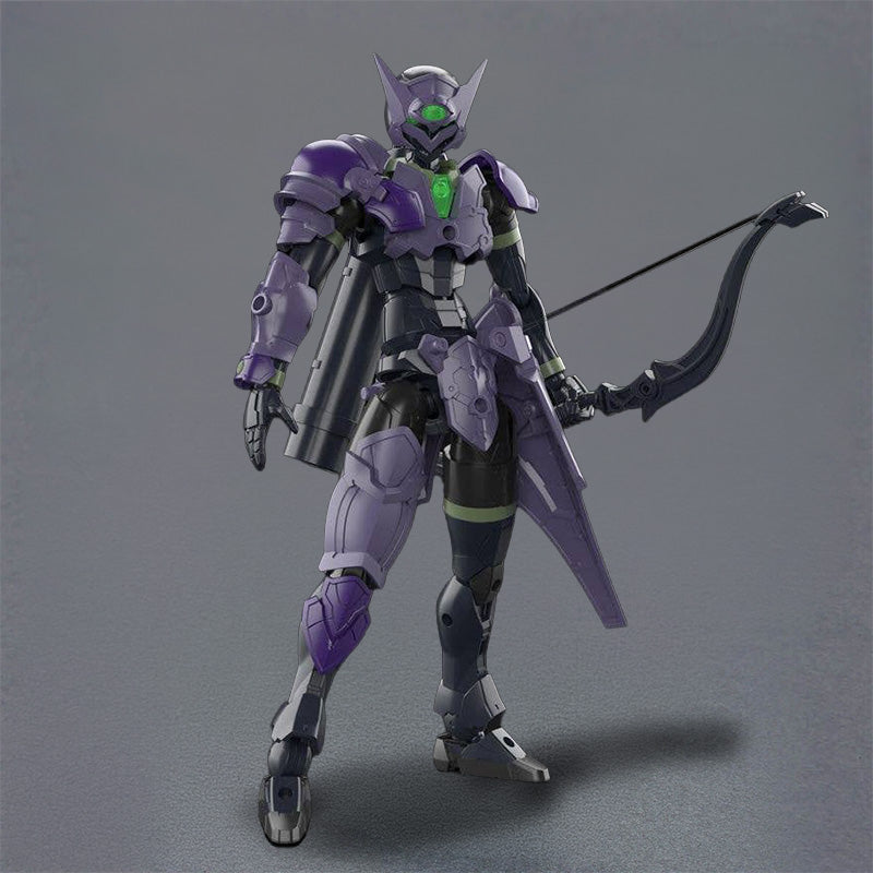 Maquette 30 Minutes Fantasy 30MF Rosan Archer en armure violette et noire, tenant un arc avec carquois dans le dos sur fond blanc.