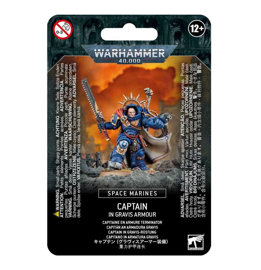Blister Warhammer 40,000 Space Marines – Captain in Gravis Armour avec épée énergétique et armure lourde