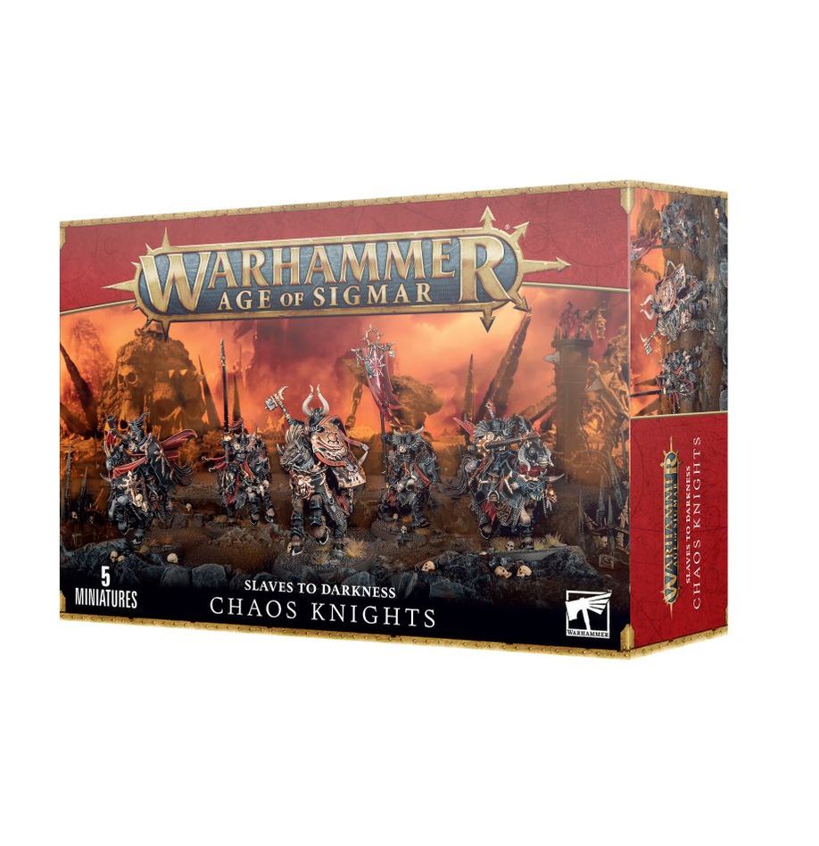 Boîte Warhammer Age of Sigmar Slaves to Darkness Chaos Knights avec 5 figurines montées