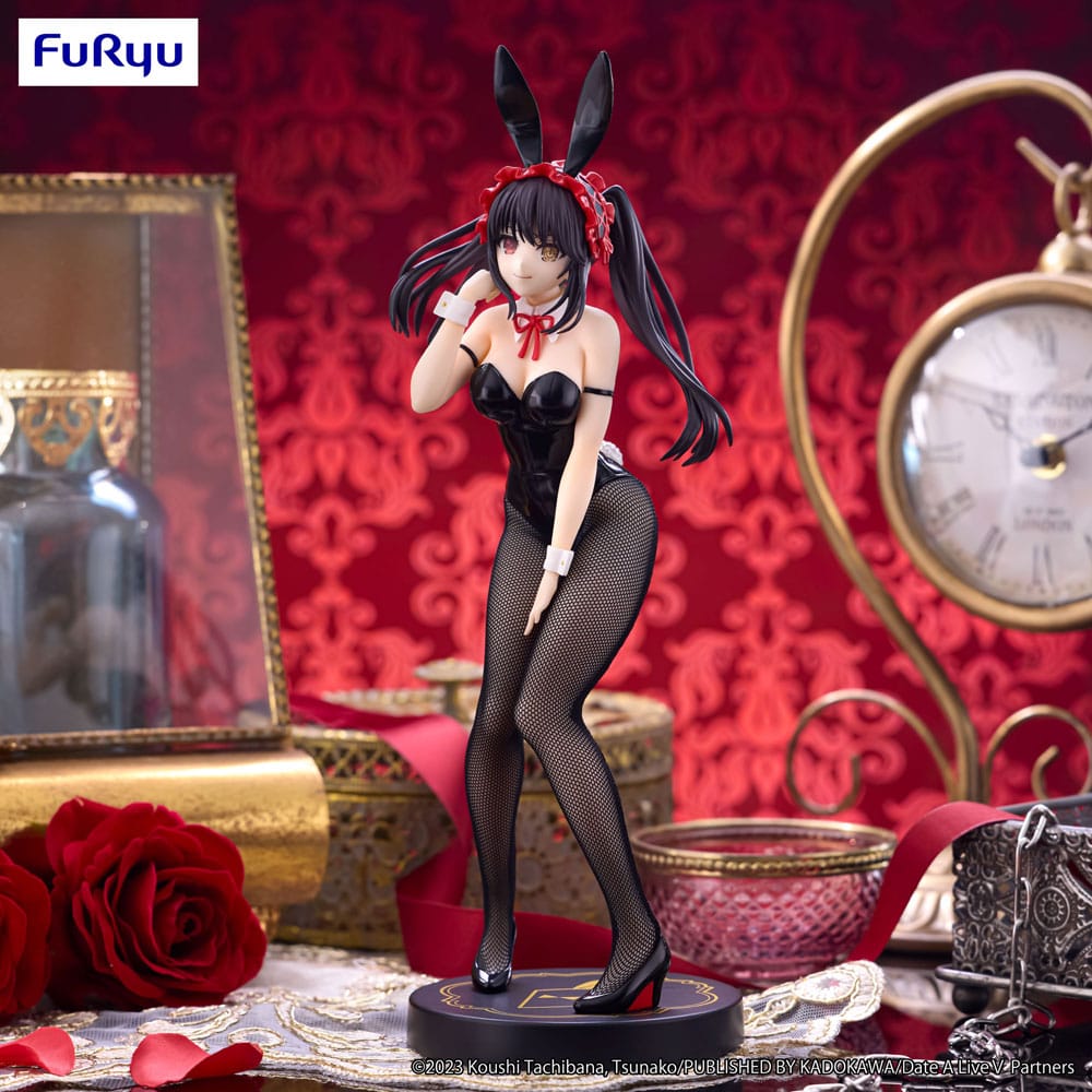 Statuette Kurumi Tokisaki 29 cm BiCute Bunnies Black Ver., figurine bunny en résille noire de Date A Live.