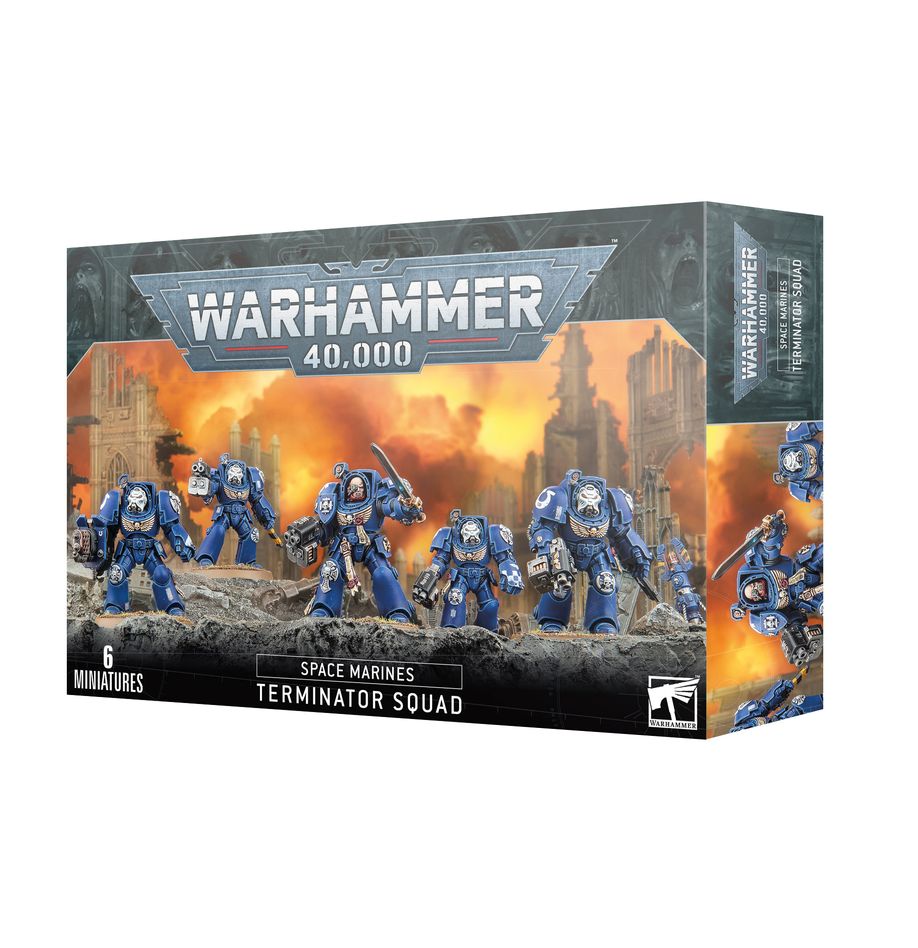 Boîte Warhammer 40,000 Space Marines Terminator Squad avec 6 figurines en armure lourde