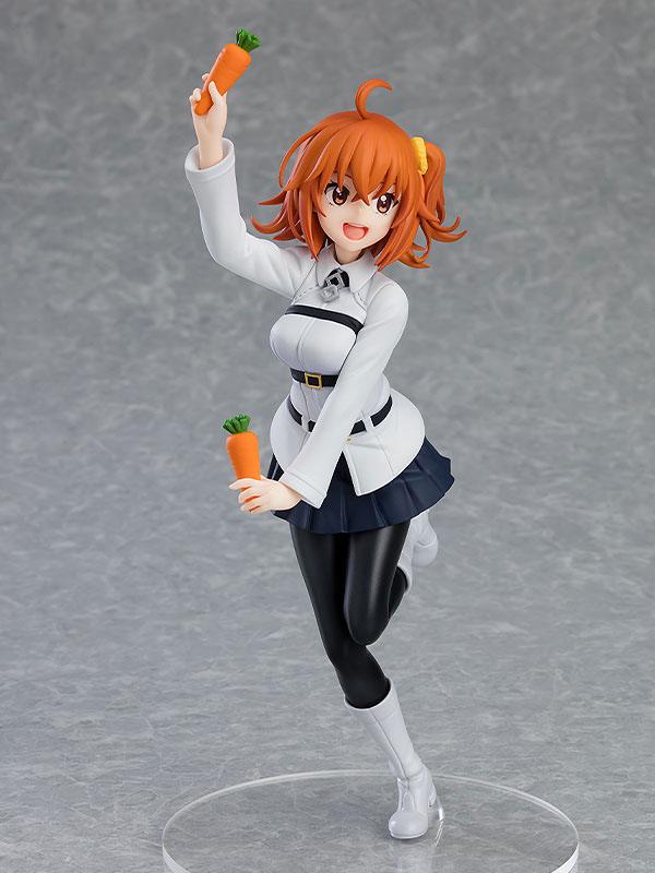 Figurine Pop Up Parade de Ritsuka Fujimaru (Fate/Grand Carnival) en tenue de Master, brandissant des carottes dans une pose joyeuse et dynamique.