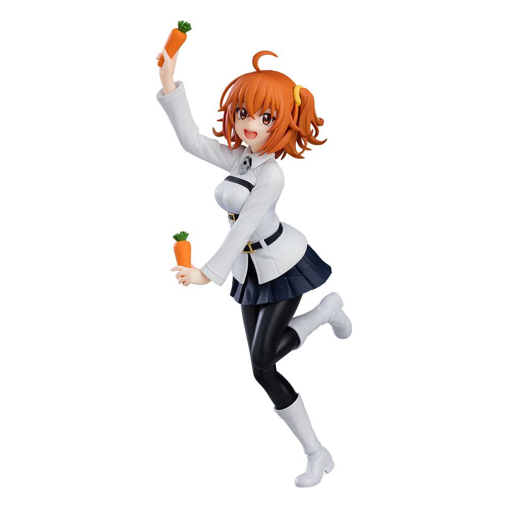 Figurine Pop Up Parade de Ritsuka Fujimaru (Fate/Grand Carnival) en tenue de Master, brandissant des carottes dans une pose joyeuse et dynamique.