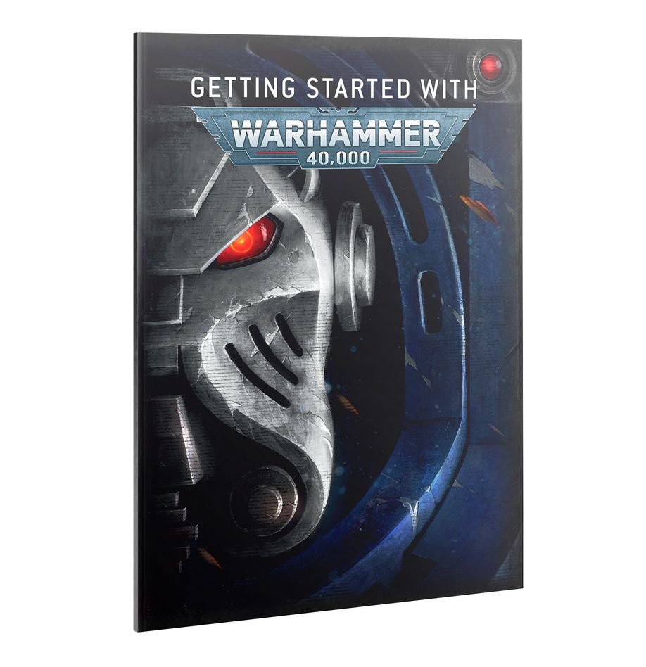 Livre Getting Started with Warhammer 40,000, avec figurines exclusives Space Marine et Tyranide pour découvrir l’univers du jeu.