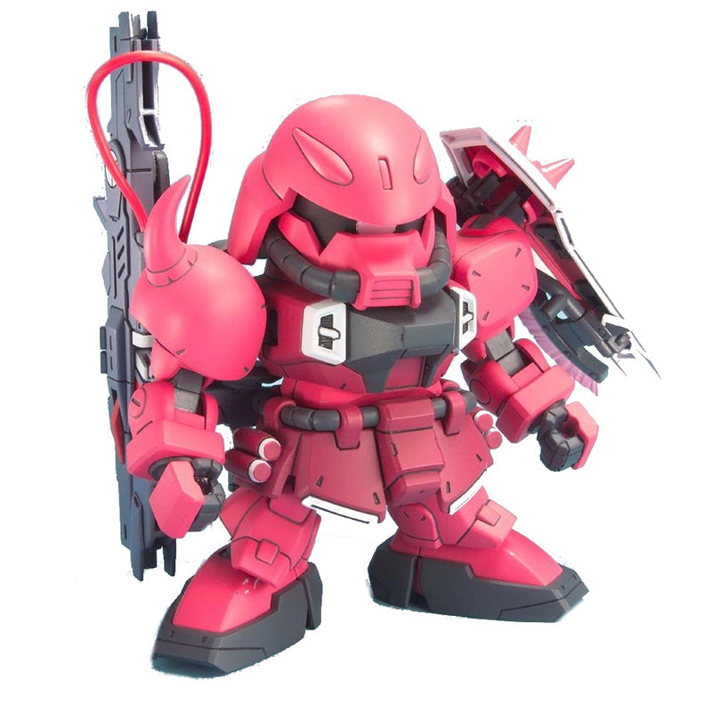 Gunpla SD BB Gunner Zaku Warrior – Figurine rose de Lunamaria Hawke en version chibi avec canon monté sur l’épaule.