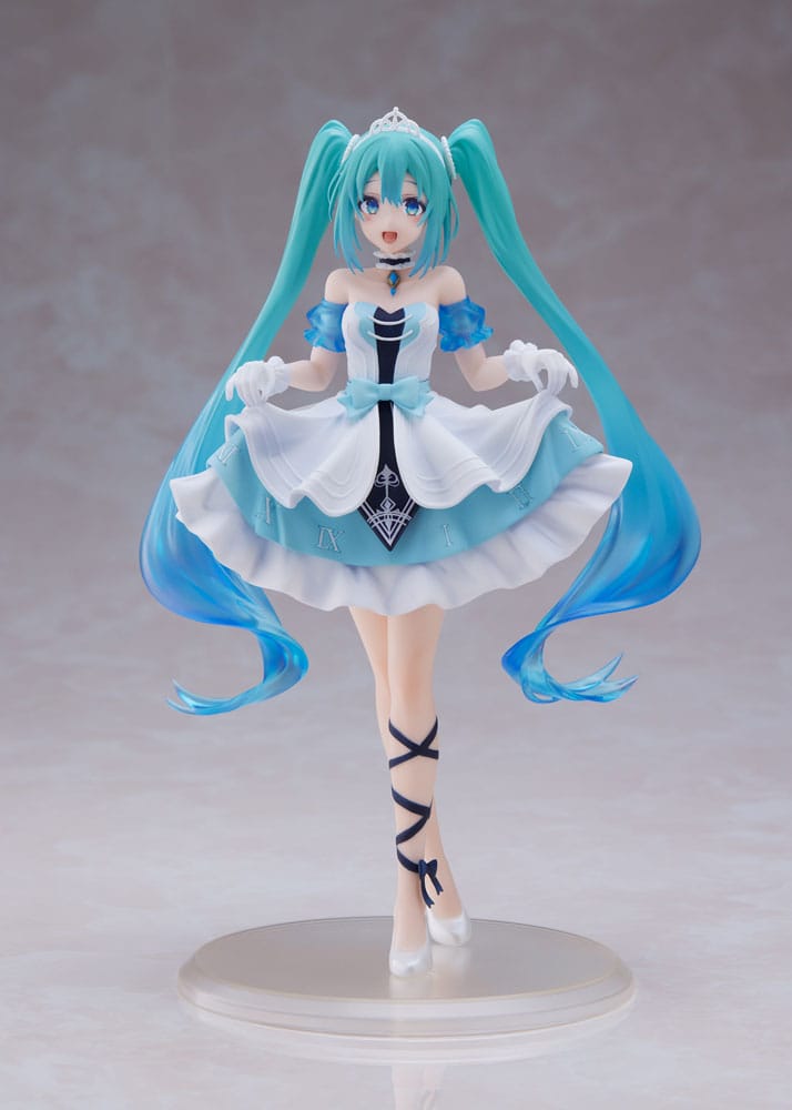 Figurine Hatsune Miku Wonderland Cinderella Ver. en robe bleue et blanche avec tiare â Taito