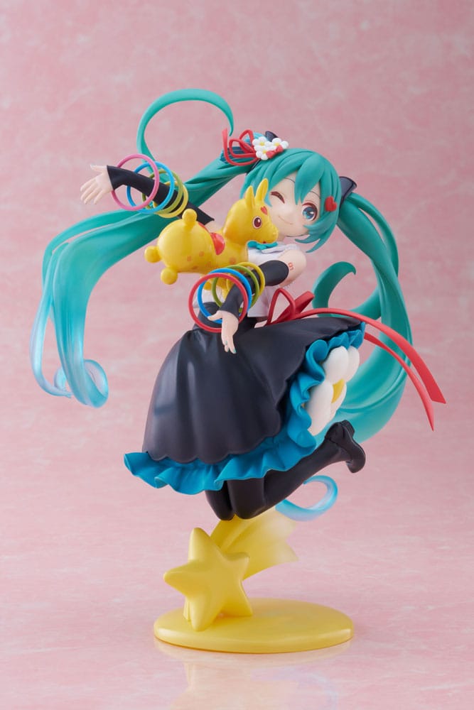 Statuette PVC Hatsune Miku x Rody Thank You Ver. AMP+ 20 cm, pose dynamique sur étoile filante