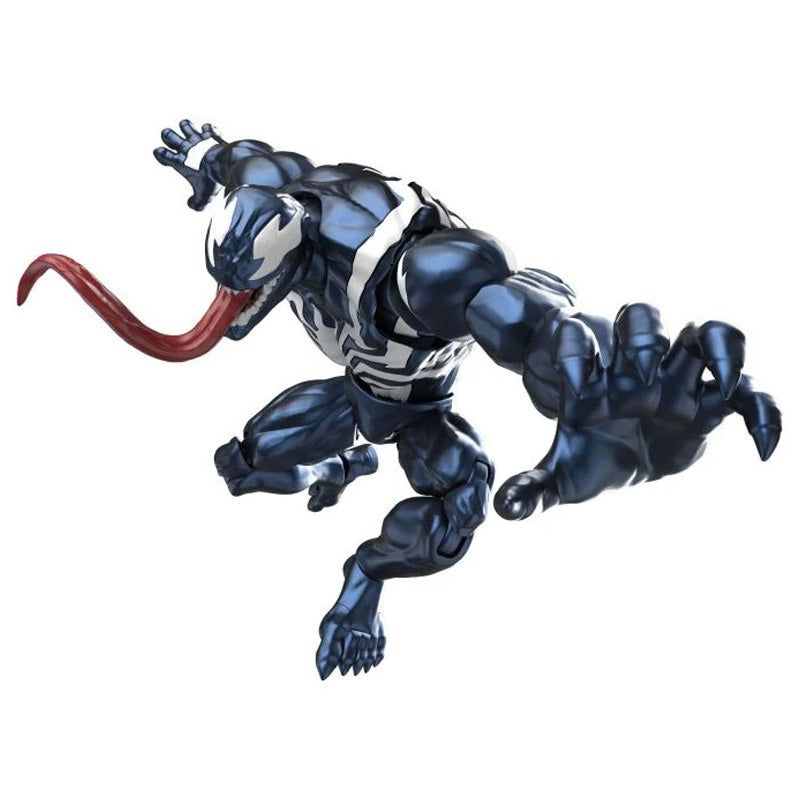 Boîte Marvel Rivals Blokees Champion Class Venom avec visuel du symbiote noir et blanc et tentacules, sur fond jaune et bleu.