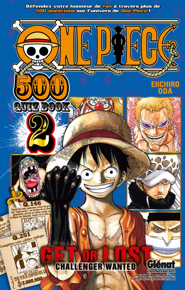 One Piece 500 Quiz Book Tome 2 avec Luffy, Trafalgar Law, Doflamingo et d’autres personnages emblématiques