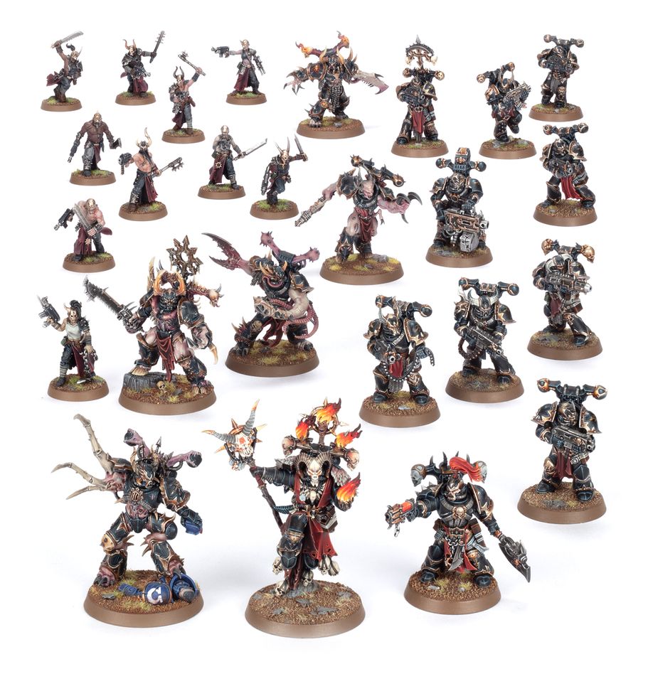 Boîte Warhammer 40,000 Combat Patrol Chaos Space Marines contenant 26 figurines corrompues par les Dieux Sombres