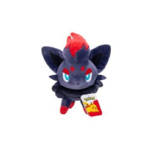 Peluche Zorua Pokémon officielle noire et rouge, douce et compacte
