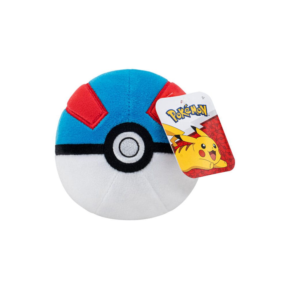 Peluche Super Ball Pokémon officielle bleue, rouge et blanche, douce et compacte