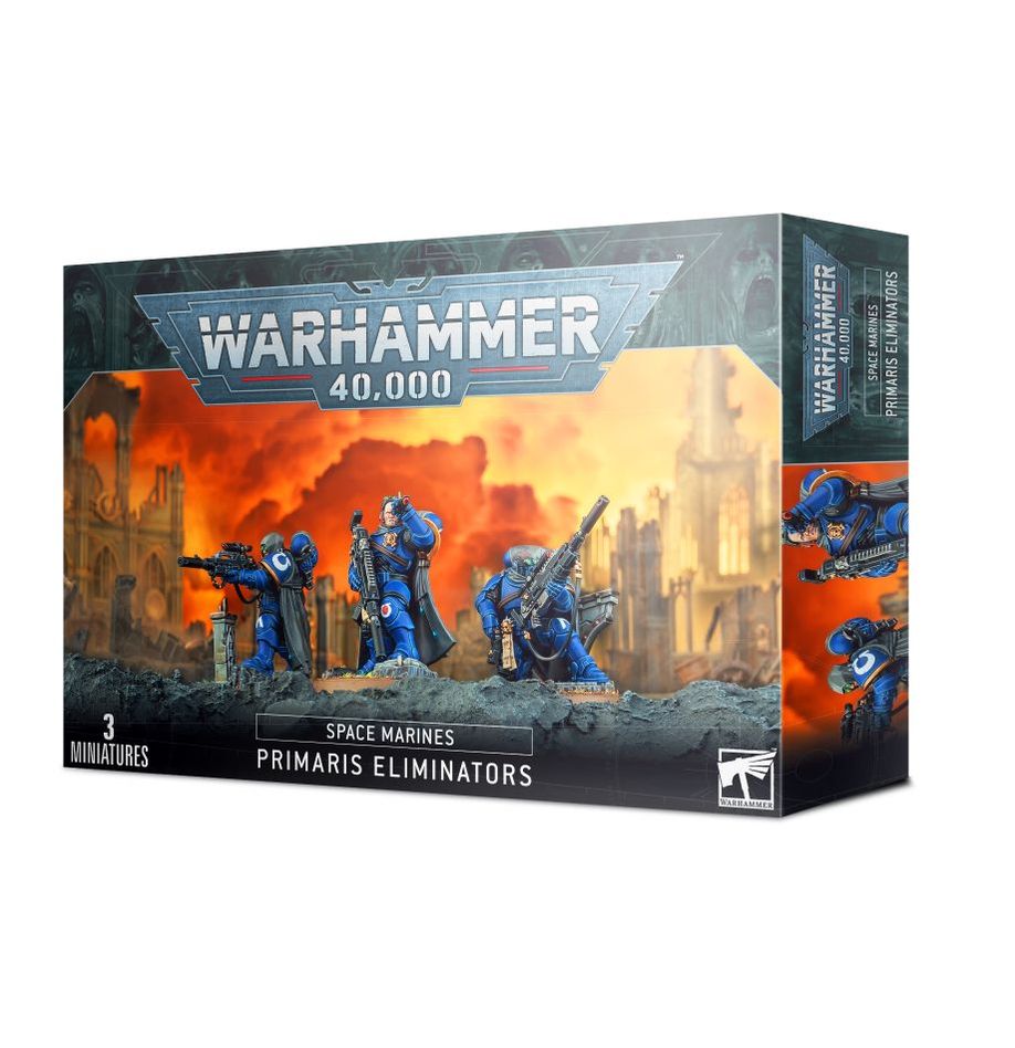 Boîte de figurines Primaris Eliminators pour Warhammer 40K, unité de tireurs d’élite des Space Marines.