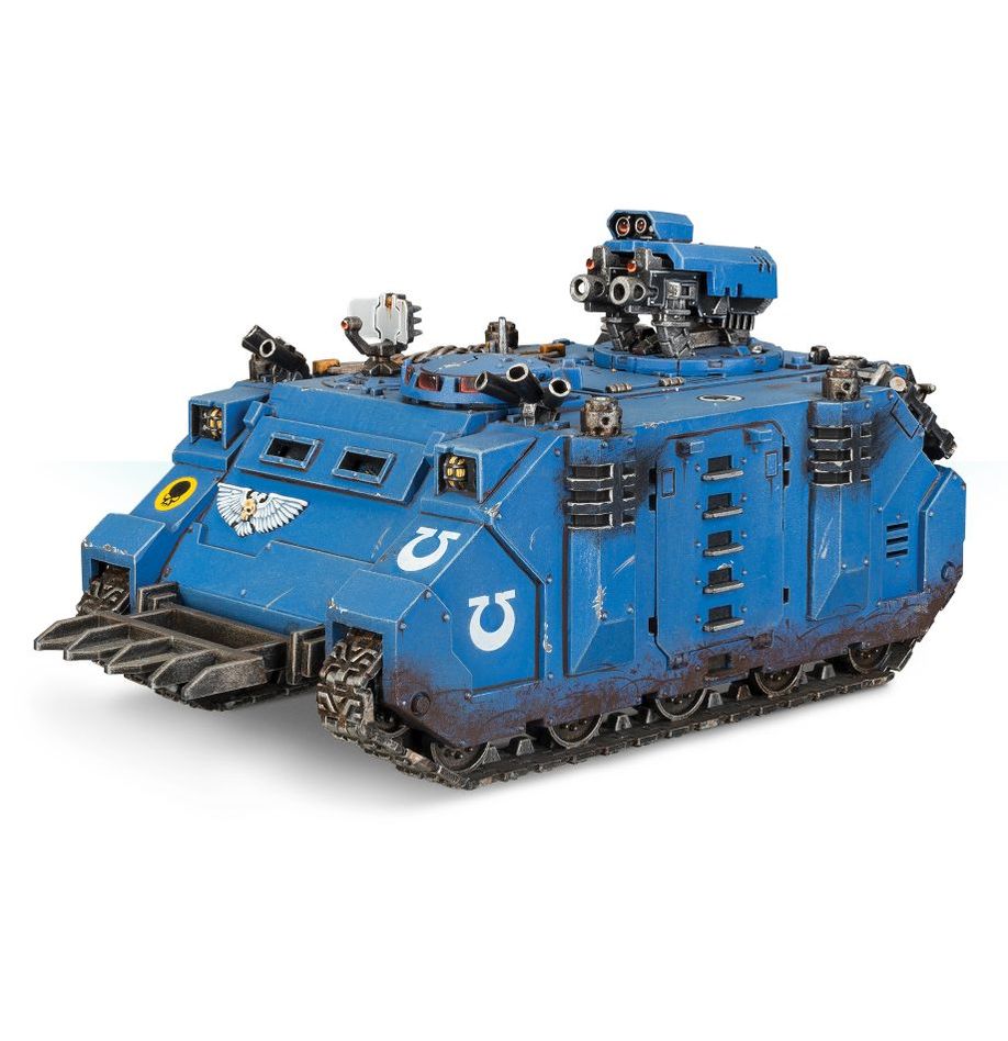 Figurine Warhammer 40,000 Razorback Space Marines – véhicule blindé bleu ultramarine avec tourelle armée