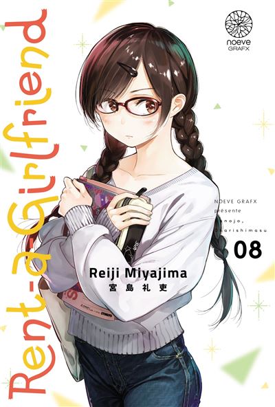 manga Rent-a-Girlfriend tome 8 de Reiji Miyajima, montrant Chizuru Mizuhara avec des lunettes, en tenue décontractée et portant des livres.