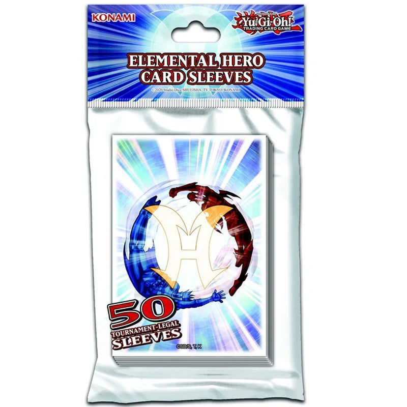Pack de 50 sleeves Yu-Gi-Oh! Elemental Hero — pochettes officielles légales en tournoi