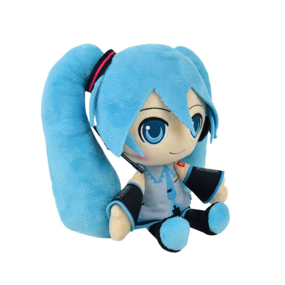 Peluche Hatsune Miku de 30 cm aux cheveux bleus, inspirée du personnage Vocaloid.