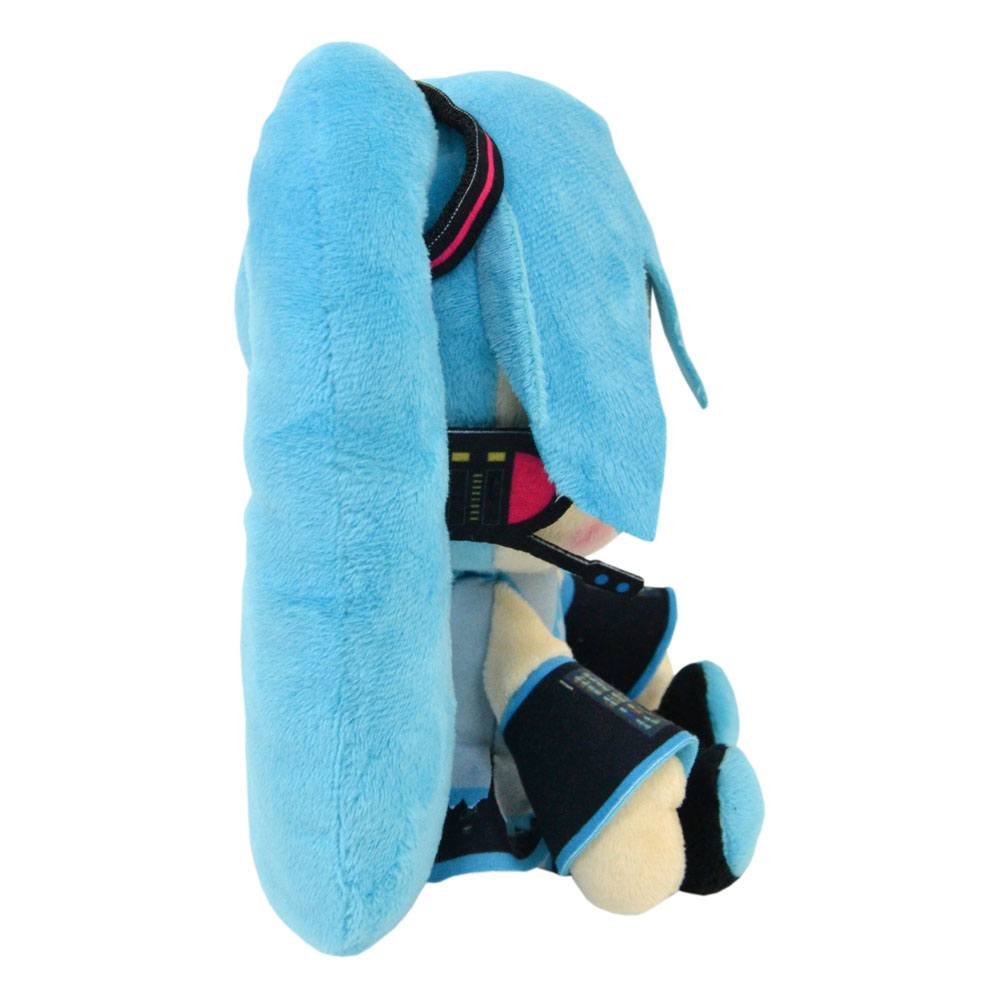 Peluche Hatsune Miku de 30 cm aux cheveux bleus, inspirée du personnage Vocaloid.