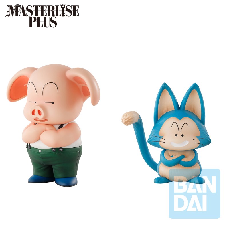 Figurines Dragon Ball Masterlise Plus : Oolong bras croisés et Puar souriant, version Bandai officielle.