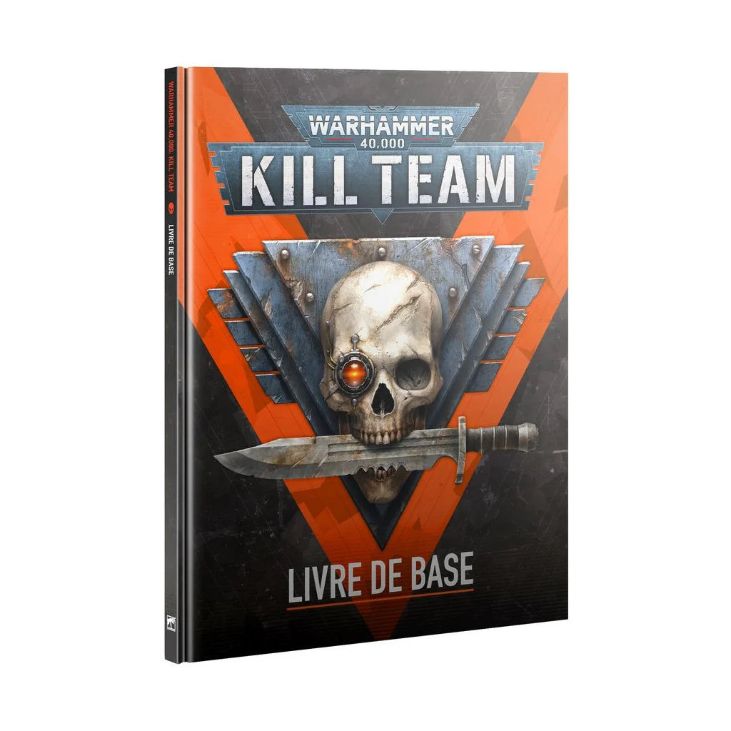 Livre de base Kill Team Warhammer 40,000 (édition 2024 VF) avec couverture rigide et logo crâne et lame
