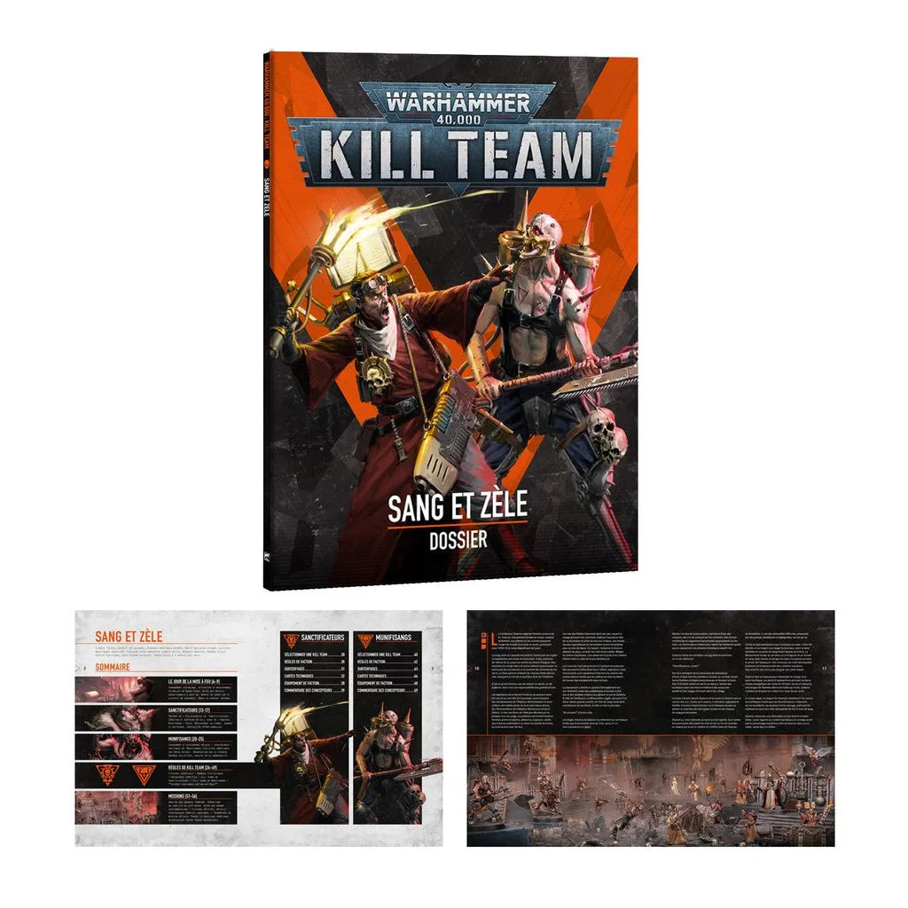 Boîte Kill Team : Sang et Zèle avec figurines des Sororitas et Cultes du Chaos, décors et livre de missions