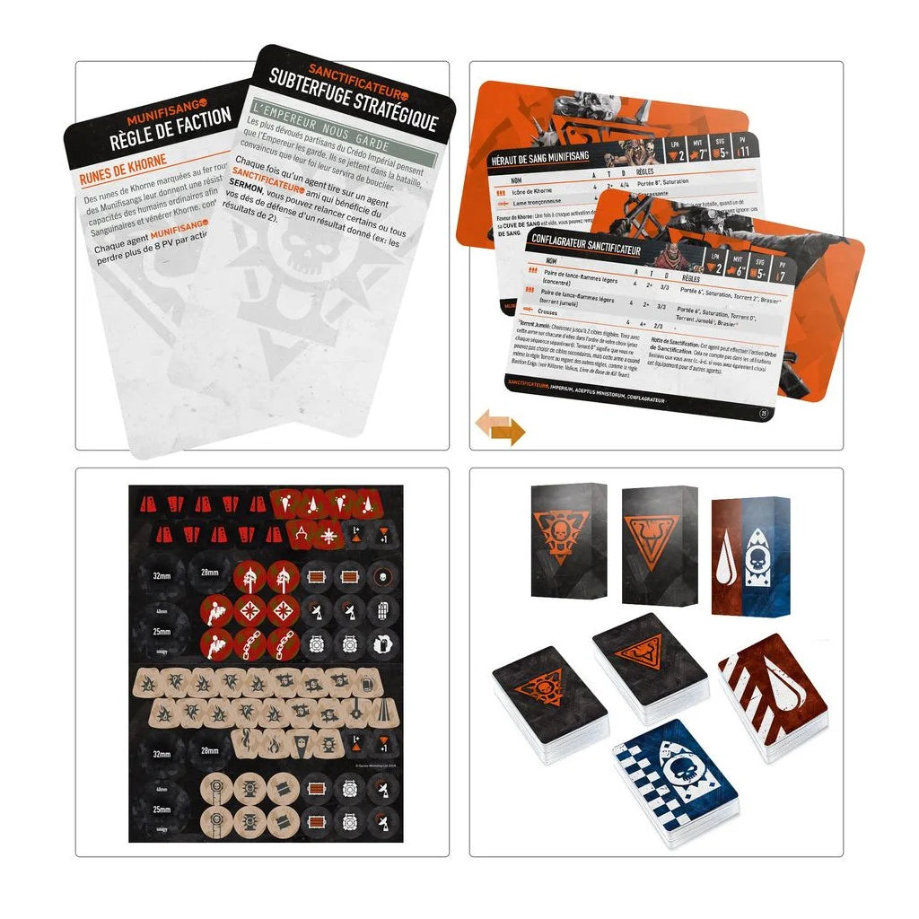 Boîte Kill Team : Sang et Zèle avec figurines des Sororitas et Cultes du Chaos, décors et livre de missions