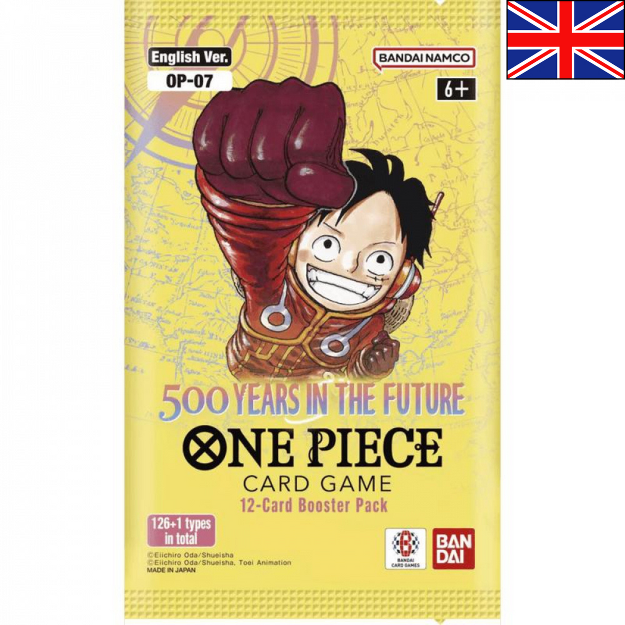 Booster officiel One Piece Card Game OP-07 500 Years in the Future – 12 cartes en anglais