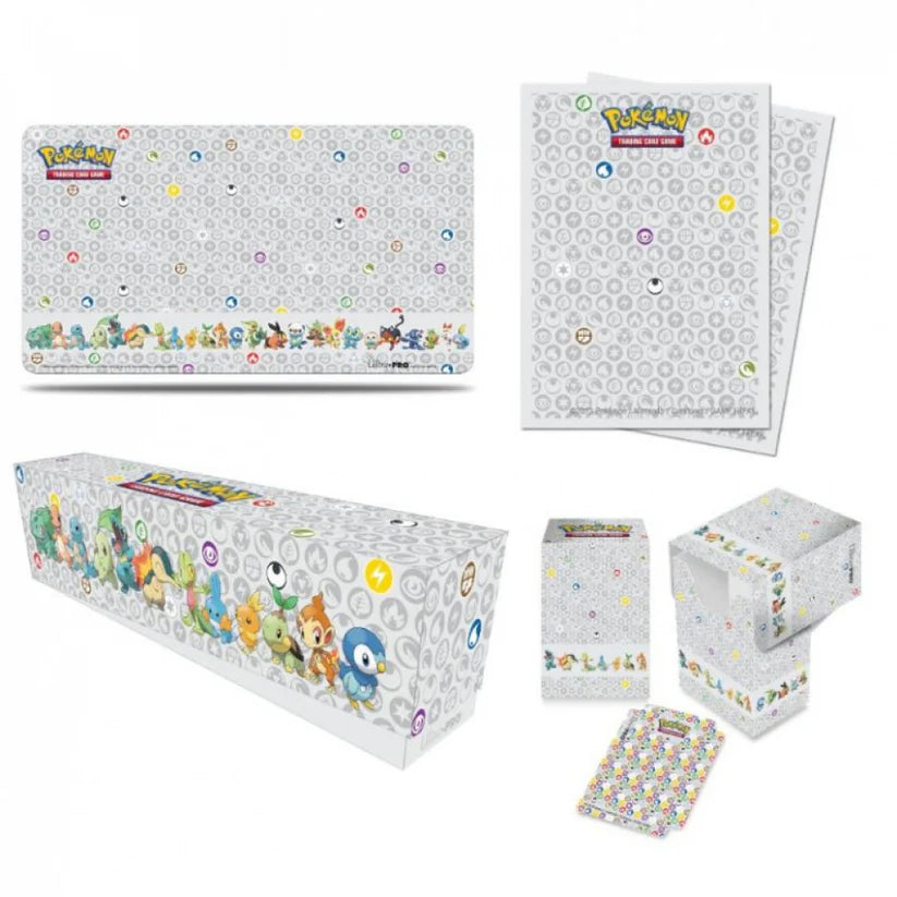 Coffret Ultra Pro Pokémon First Partner avec playmat, deck box et sleeves protectrices.