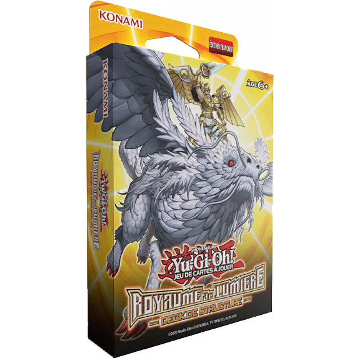 Deck de Structure Yu-Gi-Oh! Royaume de Lumière avec illustration du Dragon du Jugement.