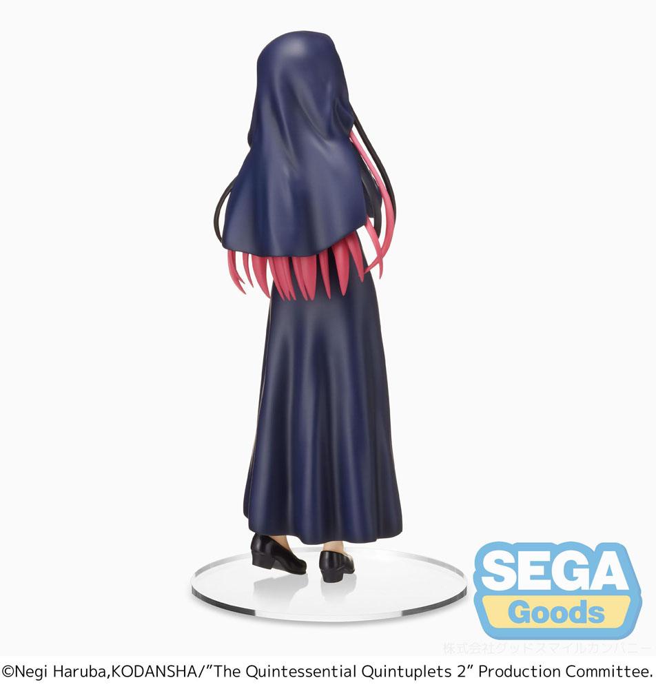 Figurine SPM Nino Nakano Sister Ver., habillée d'une robe de nonne bleu nuit, inspirée de The Quintessential Quintuplets.