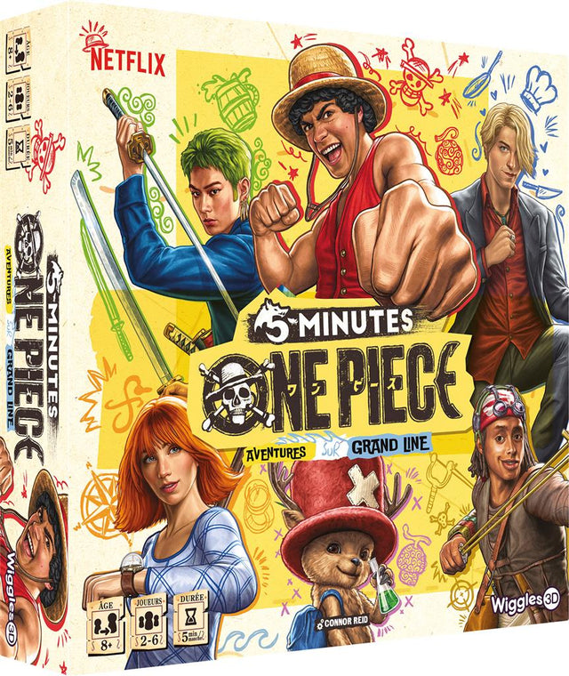 Boîte du jeu 5 Minutes One Piece Aventures sur Grand Line avec Luffy, Zoro, Nami, Sanji, Chopper et Usopp en version live action.