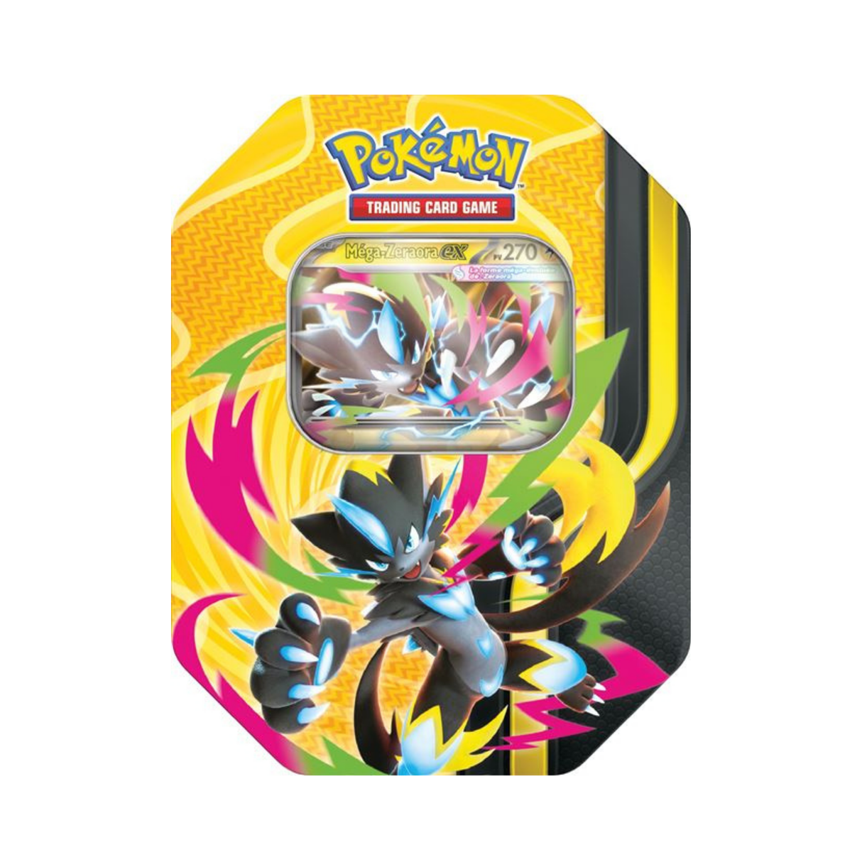 Pokébox Pokémon Q3 2026 modèle aléatoire avec carte brillante Méga-Darkrai-ex et 4 boosters, dont 2 ME04 et 2 ME05.