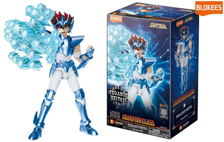 Figurine Blokees Saint Seiya Champion Class Pegasus Seiya avec armure bleue et effet d attaque