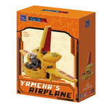 Modèle à construire Dragon Ball Classic Ride Pantasy Yamcha Airplane jaune avec verrière transparente sur fond blanc.