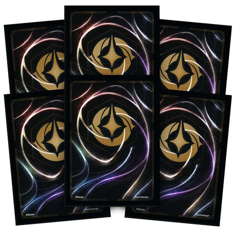 Pack de 65 protège-cartes Disney Lorcana officiels Ravensburger, format standard, finition mate, design noir avec logo Lorcana doré.