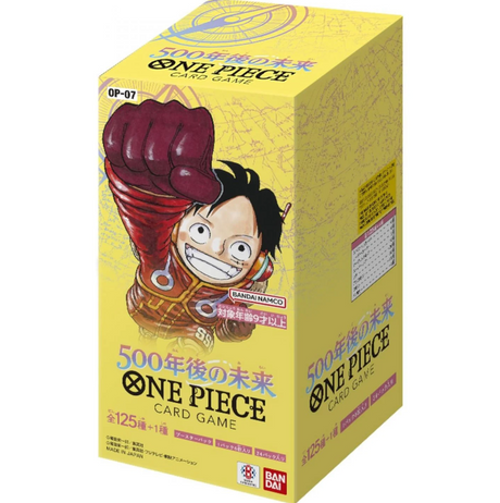Display One Piece Card Game OP-07 version japonaise avec Luffy illustré sur la boîte.