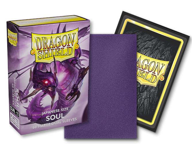 Boîte Dragon Shield Mini Dual Matte Soul contenant 60 protège-cartes violets au format japonais avec finition mate.