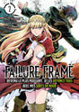 manga Failure Frame tome 2, montrant une guerrière blonde en armure rouge et un héros sombre prêt à attaquer.