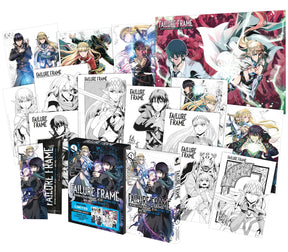 manga Failure Frame tome 9, montrant le héros préparant un sort magique noir tandis qu’une elfe guerrière brandit son épée.