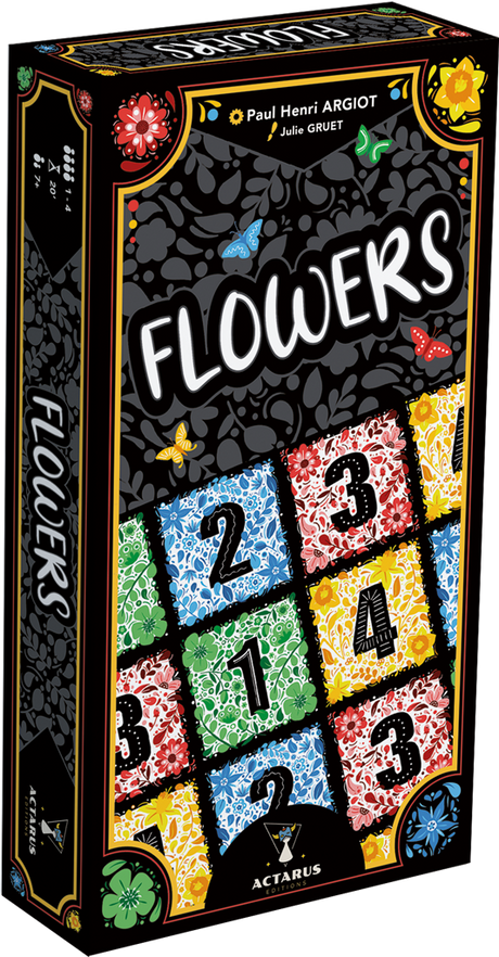 Flowers jeu de cartes stratégique Actarus Editions boîte illustrée colorée