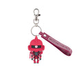 Porte-clés Charzaku-Kun Gundam en caoutchouc 3D rouge avec mousqueton métallique et dragonne assortie.
