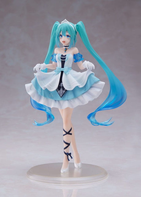 Figurine Hatsune Miku Wonderland Cinderella Ver. en robe bleue et blanche avec tiare – Taito