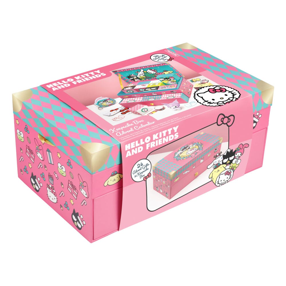 Calendrier de l’Avent Sanrio Keepsake Box avec surprises Hello Kitty, Kuromi et autres personnages.