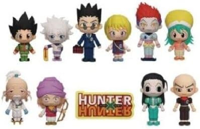 Hunter x Hunter Figural Bag Clip Series 1 avec plusieurs personnages chibi dont Gon, Killua, Kurapika, Leorio et Hisoka.