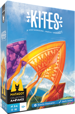 Kites jeu coopératif Matagot boîte illustrée cerfs-volants colorés