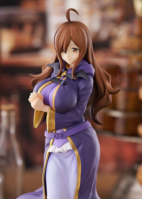 Statuette PVC Konosuba 3 Pop Up Parade Wiz L Size, représentant Wiz en robe violette sur socle blanc.