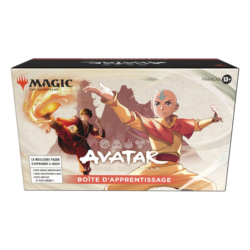 Boîte d’apprentissage Magic The Gathering Avatar Le Dernier Maître de l’Air en français avec Aang et Zuko.