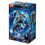Boîte Marvel Blokees Champion Class Thor Infinity Saga avec le héros tenant Stormbreaker entouré d’éclairs bleus.