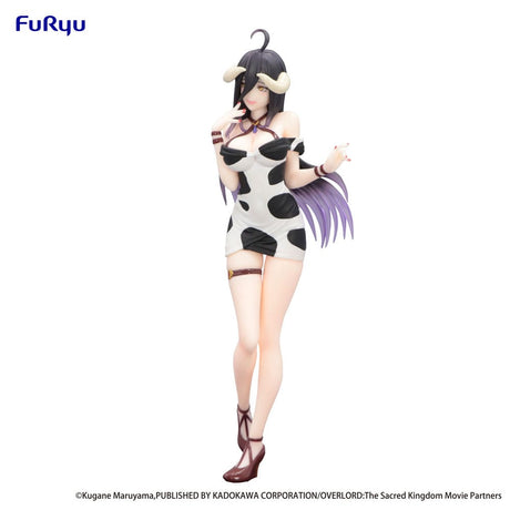 Statuette PVC Overlord Trio-Try-iT Albedo Mini Dress Cow Pattern Ver., représentant Albedo en mini robe motif vache avec cornes.